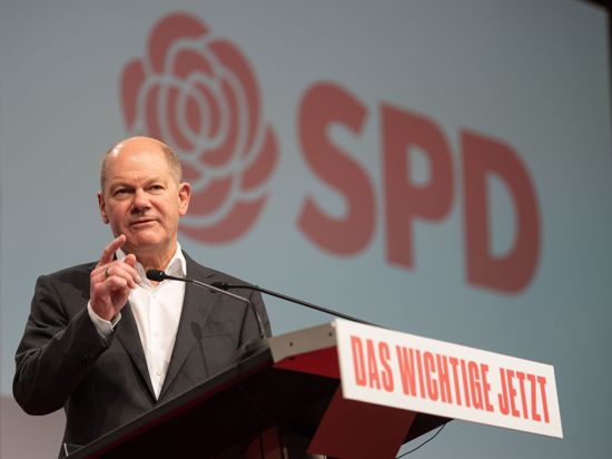Bundesfinanzminister Olaf Scholz (SPD) bei einem digitalen Parteitag der baden-württembergischen Sozialdemokraten in Stuttgart.