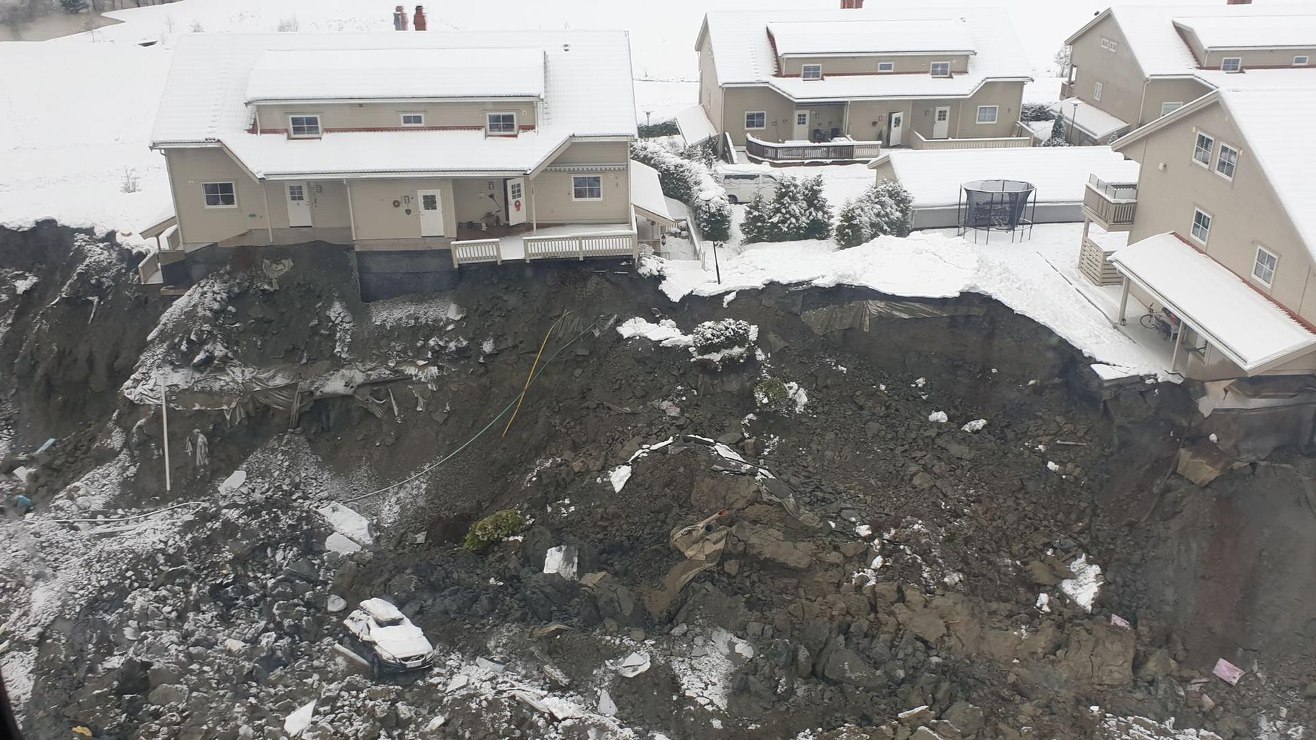 Der Erdrutsch in der Kommune Gjerdrum hat großen Schaden hinterlassen und zahlreiche Häuser zerstört.