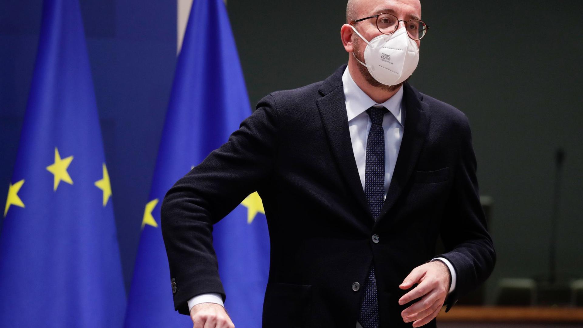 Charles Michel, Präsident des Europäischen Rates, beim EU-Sondergipfel zur Corona-Pandemie Ende Februar.