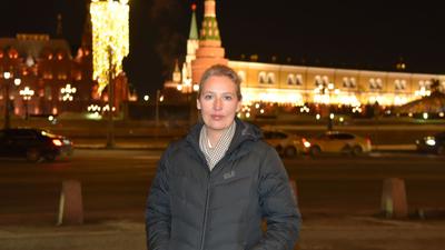 Alice Weidel in der Nähe des Kreml im Zentrum Moskaus.