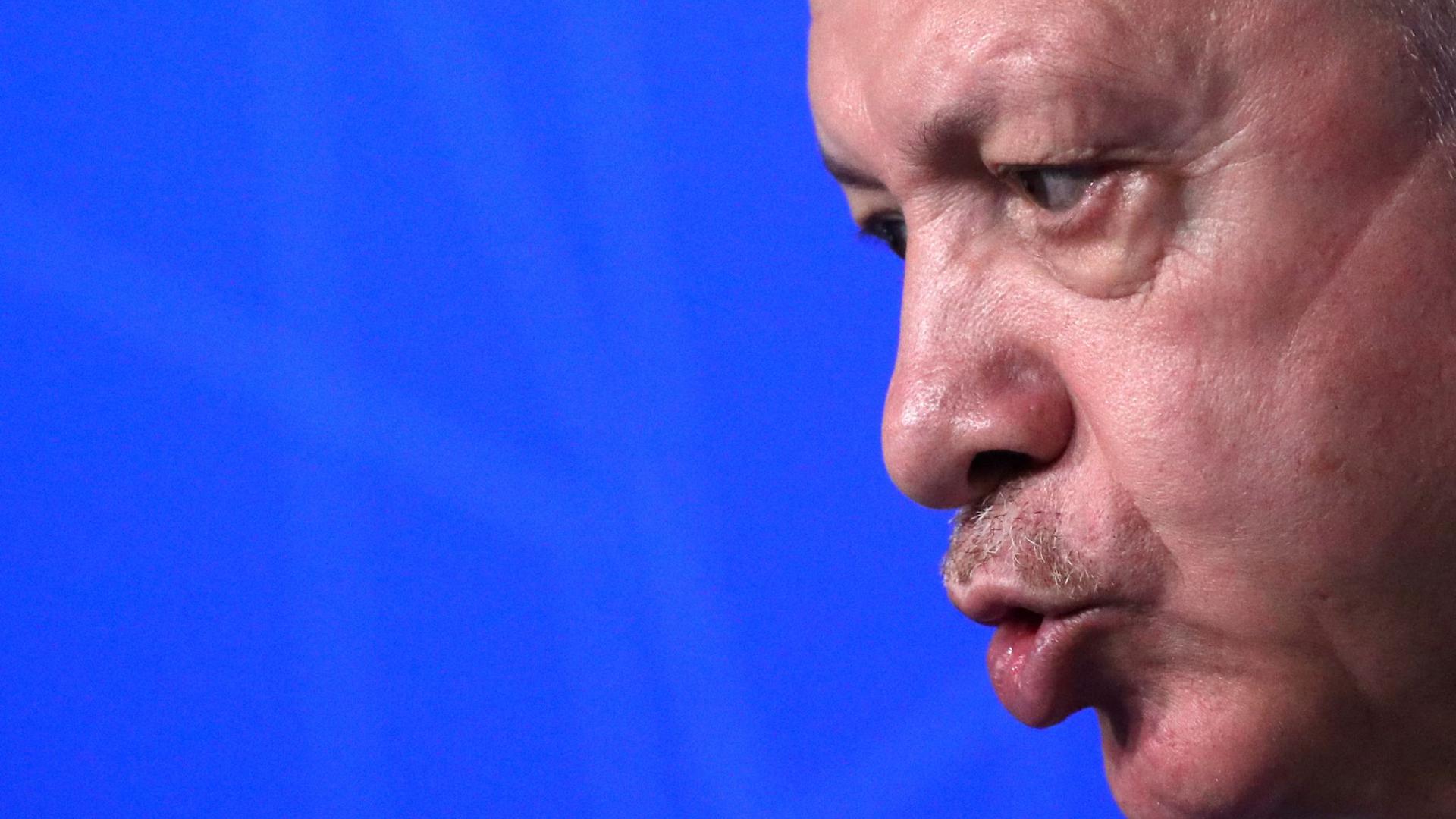 Der türkische Präsident Erdogan während einer Pressekonferenz Mitte Juni.