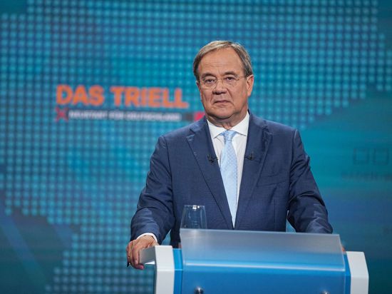 Unions-Kanzlerkandidat Armin Laschet (CDU) beim ersten TV-Triell.