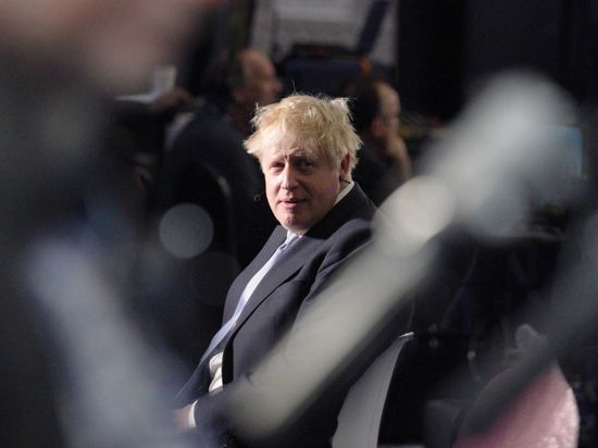 Boris Johnson, Premierminister von Großbritannien, spricht während eines Interviews auf dem Parteitag der Konservativen.