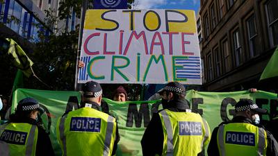 Ein Protest am Rande der COP26-Klimakonferenz in Glasgow. Symbolbild