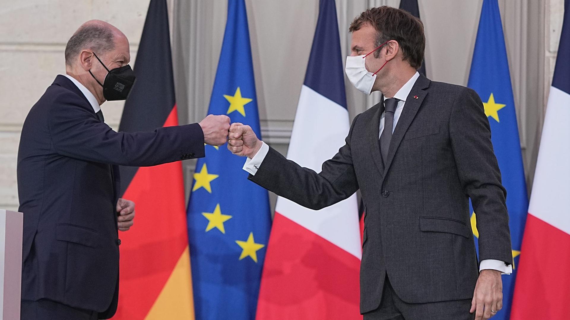 Bundeskanzler Olaf Scholz und Frankreichs Präsident Emmanuel Macron.