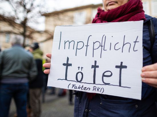 Eine Demonstrationsteilnehmerin Anfang Dezember bei einer Kundgebung gegen die Corona-Regeln am Landtag in Hannover.