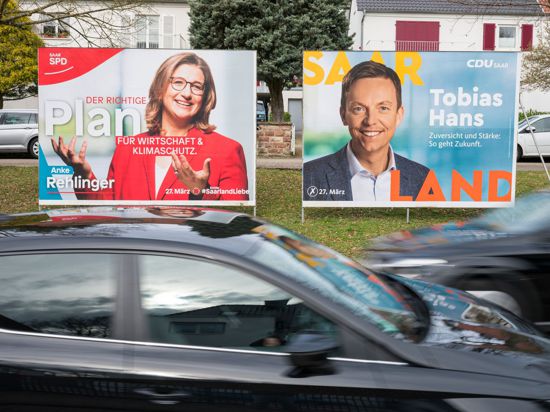 Wahlplakate der SPD und CDU in St. Ingbert.