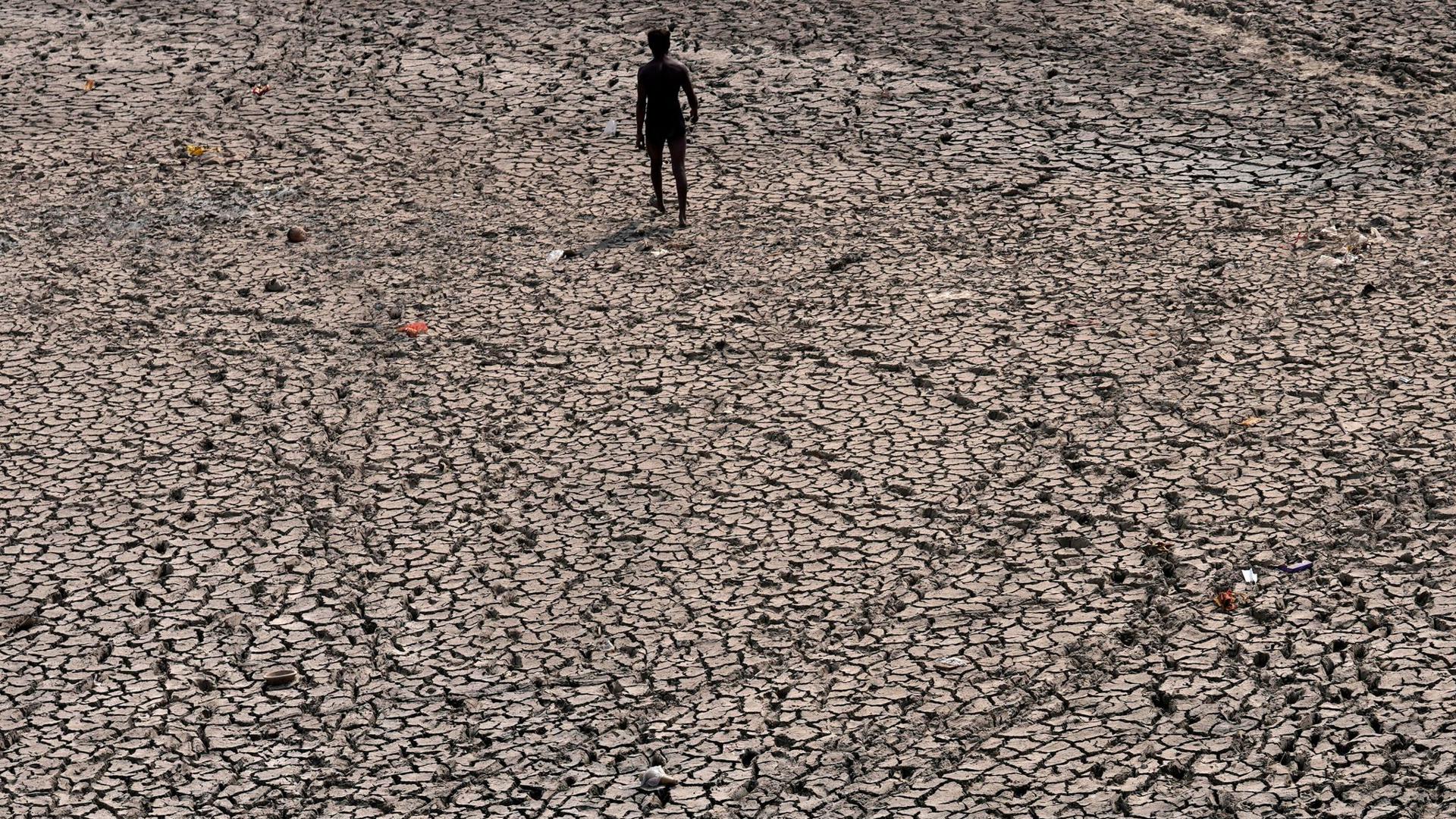 Ausgetrocknetes Flussbett in Indien. Die globale Erwärmung nimmt laut einem Bericht der Weltwetterorganisation weiter zu.