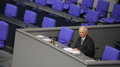 Der damalige Bundestagspräsident Wolfgang Schäuble (CDU) spricht am 26.10.2021 bei der konstituierenden Sitzung des neuen Bundestags.