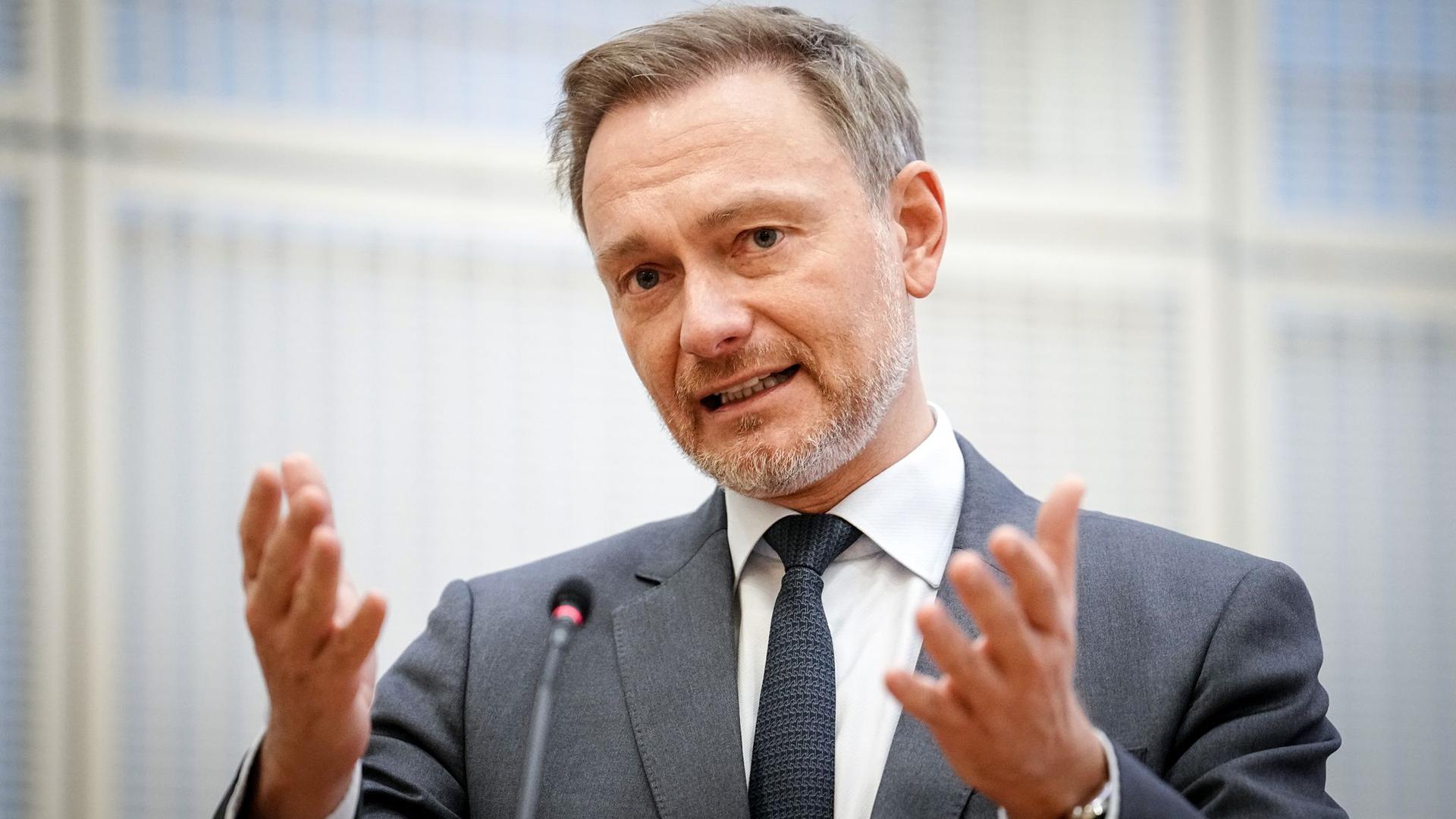 Bundesfinanzminister Christian Lindner (FDP) bei einer Veranstaltung in Berlin.