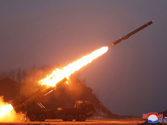 Die von der staatlichen nordkoreanischen Nachrichtenagentur KCNA zur Verfügung gestellte Aufnahme zeigt den Test eines Marschflugkörpers im Januar.