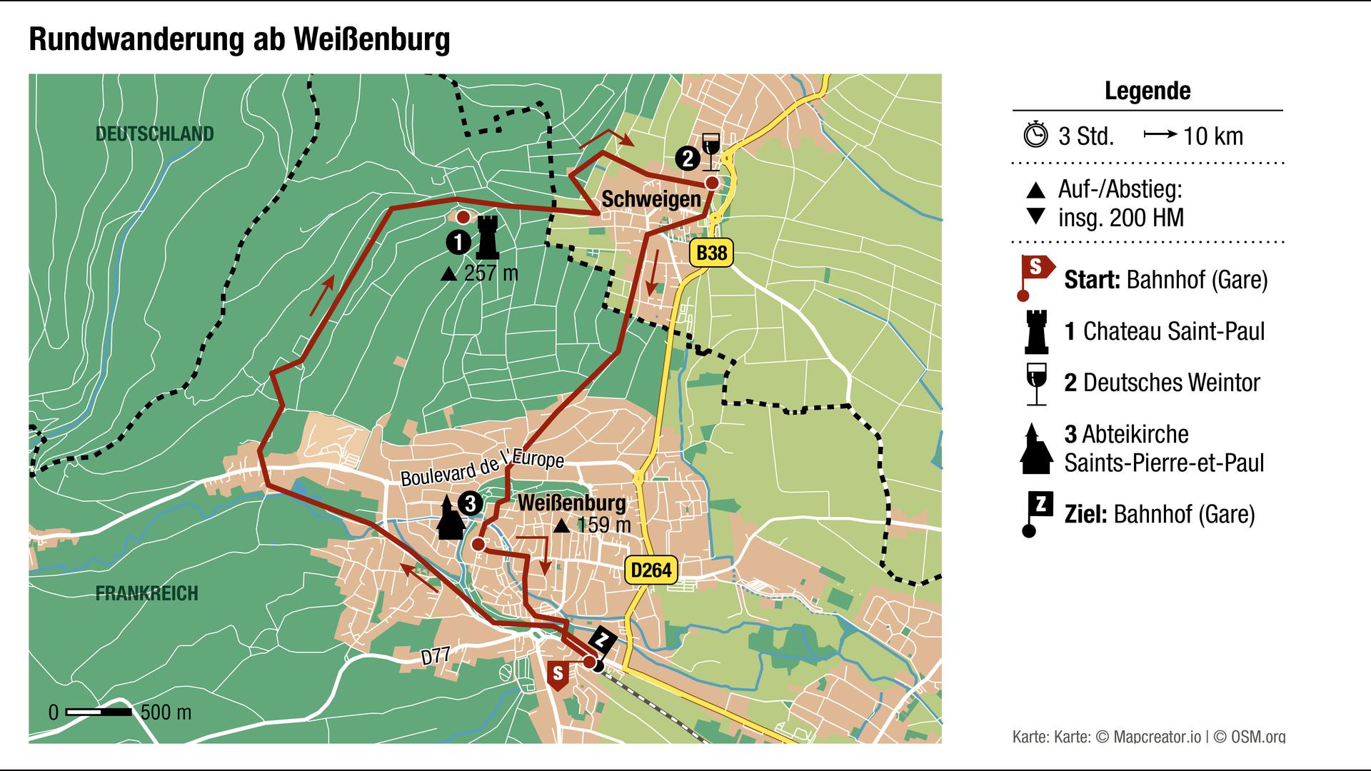 Karte Rundwanderung ab Weißenburg