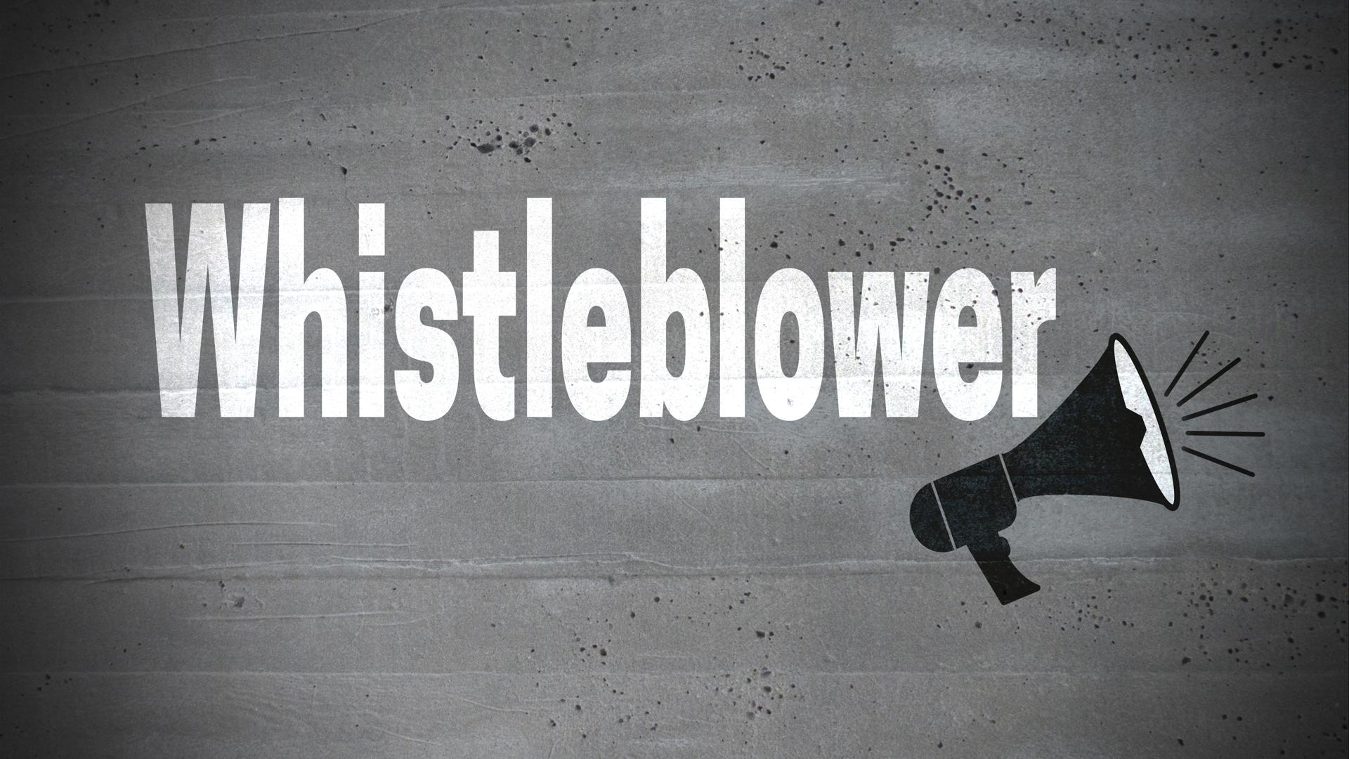 Whistleblower on concrete wall concept background