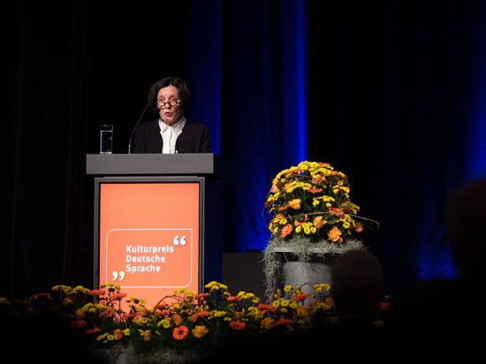 Herta Müller bei der Verleihung des Jacob-Grimm-Preises in Kassel.