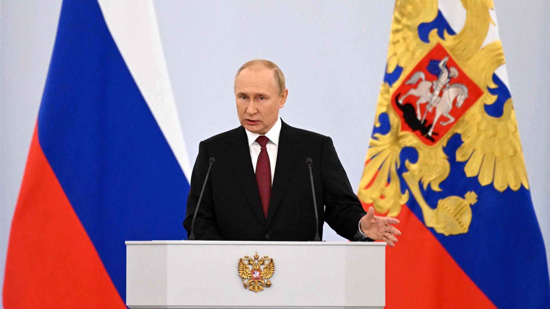 Hasserfüllte Rhetorik: Russlands Präsident Wladimir Putin ruft seine Landsleute zum Kampf gegen die „neokoloniale Herrschaft des sogenannten Westens“ auf.