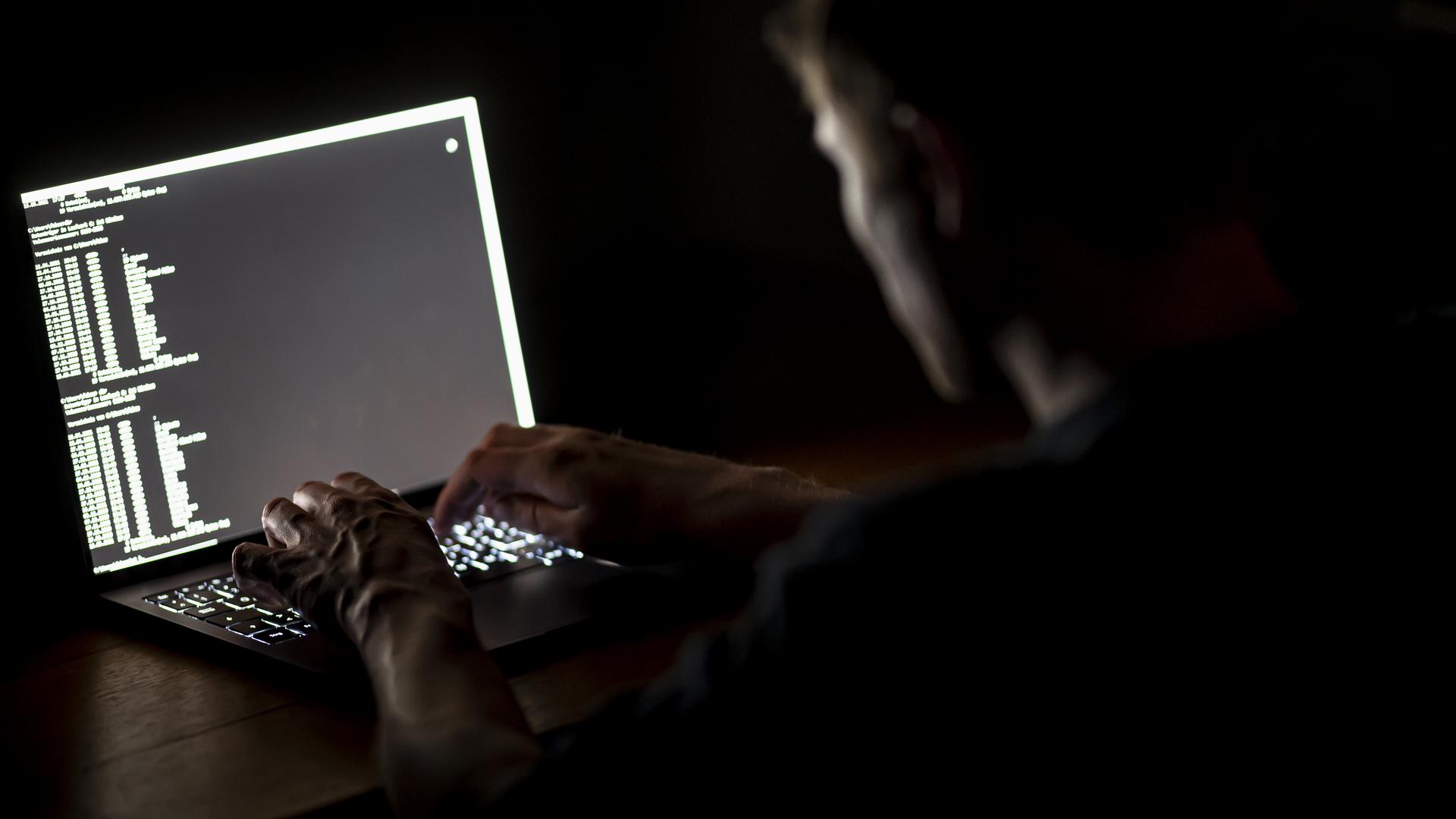Ein Mann schreibt auf der Tastatur eines Laptops. Eine Pressekonferenz am Tag widmet sich dem Thema „Hybride Bedrohungen, Cyberangriffe und Desinformation: Wie sicher ist die Bundestagswahl?“ +++ dpa-Bildfunk +++
