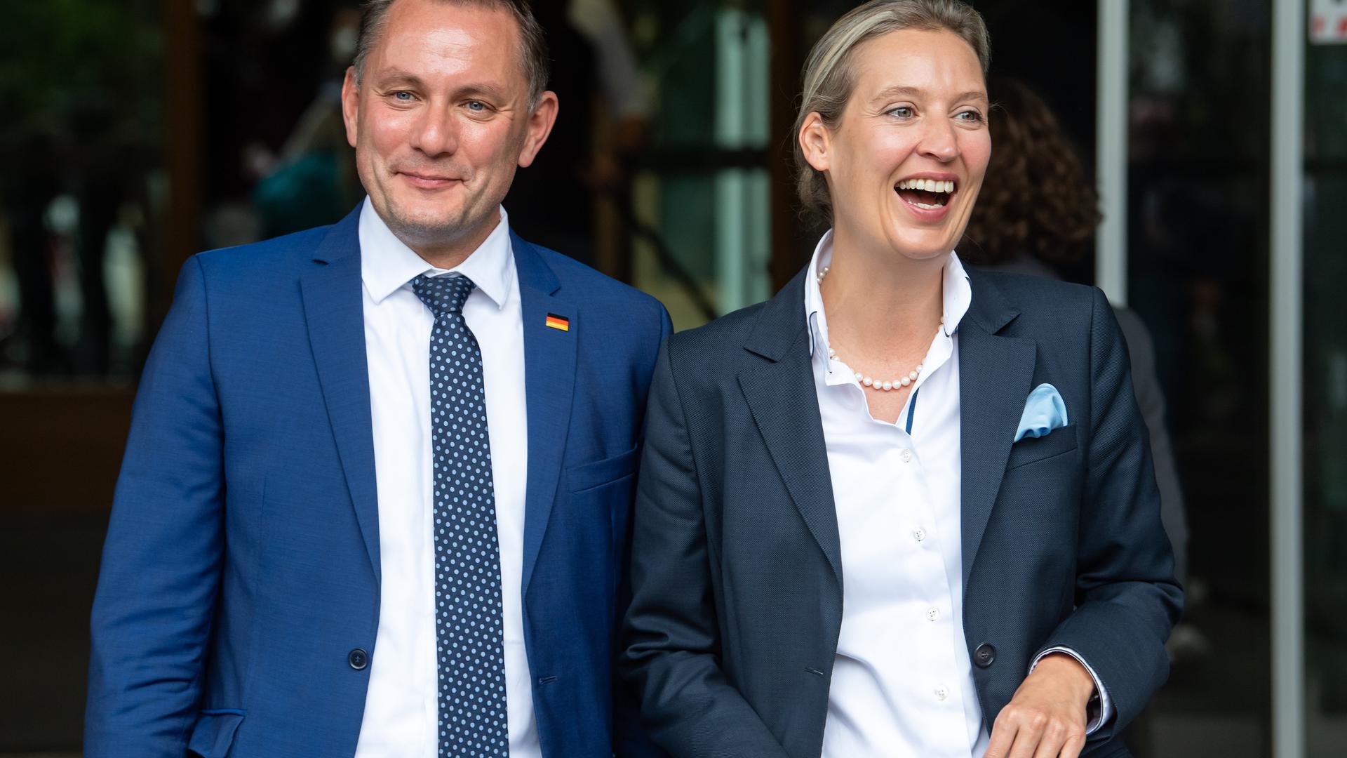 Führungsanspruch im Tandem: Die Spitzenkandidaten der AfD, Tino Chrupalla und Alice Weidel, treten am Mittwoch als Kandidaten für den neuen Fraktionsvorsitz im Bundestag an.