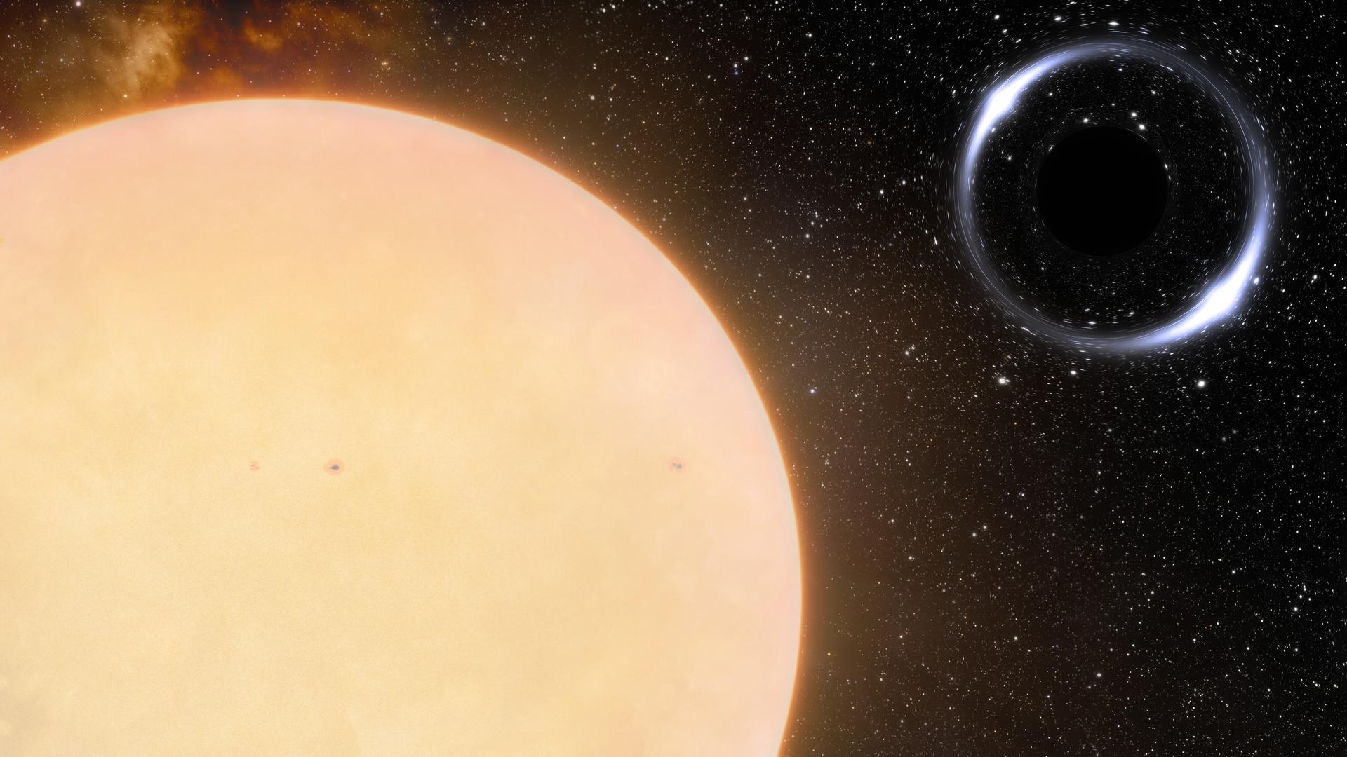 Künstlerische Darstellung des Schwarzen Lochs und seines sonnenähnlichen Begleitsterns: In 1.600 Lichtjahren Entfernung von der Erde haben Wissenschaftler ein „ruhendes“ Mysterium ausgemacht. 