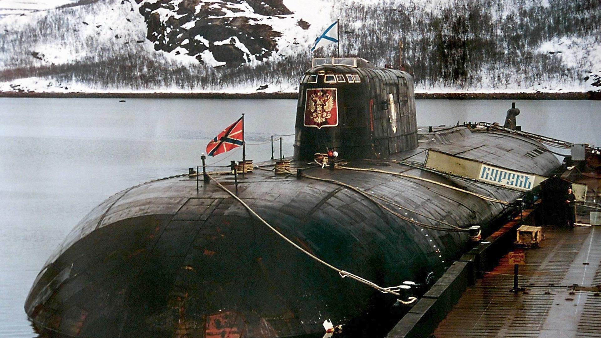Die «Kursk», aufgenommen in ihrem Heimathafen Widjajewo: Das damals modernste und größte russische Atom-U-Boot sank nach zwei Explosionen in der Barentssee.