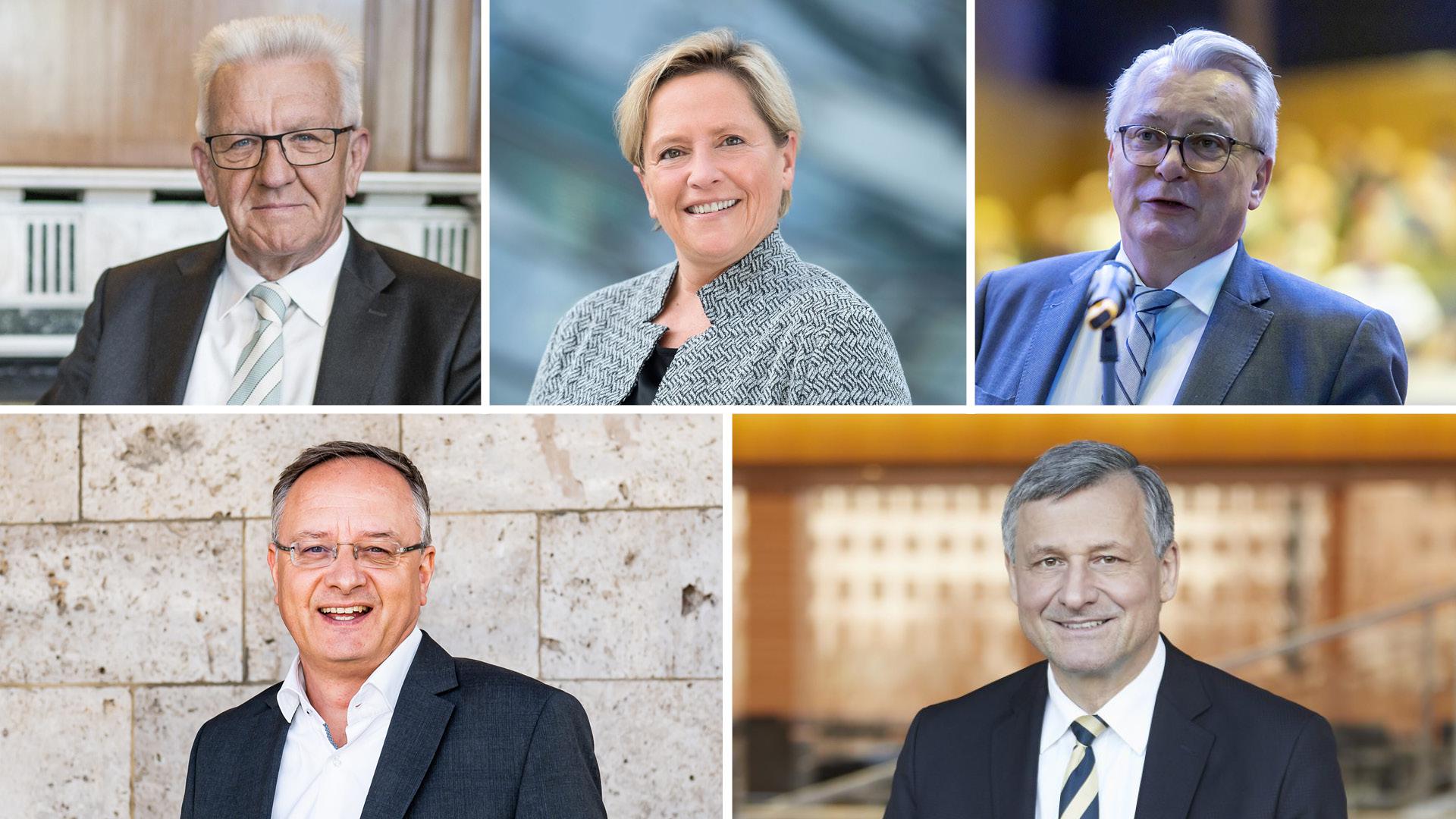 Die Gäste des BNN-Forums: Winfried
 Kretschmann
 (Bündnis 90/Die Grünen), Susanne
 Eisenmann
 (CDU), Bernd
 Gögel
 (AfD), Andreas
Stoch
 (SPD), Hans-Ulrich
 Rülke
 (FDP)