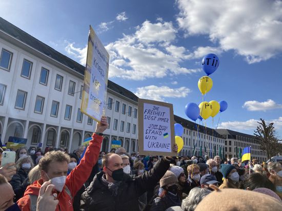 In den ersten Monaten nach dem Kriegsbeginn zeigten sich viele Deutschen auf Demonstrationen solidarisch mit der Ukraine – wie hier in Karlsruhe. 