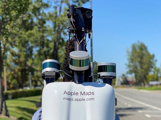 Ein tragbares Bilderfassungssystem des US-Unternehmens Apple in einem Rucksack. 