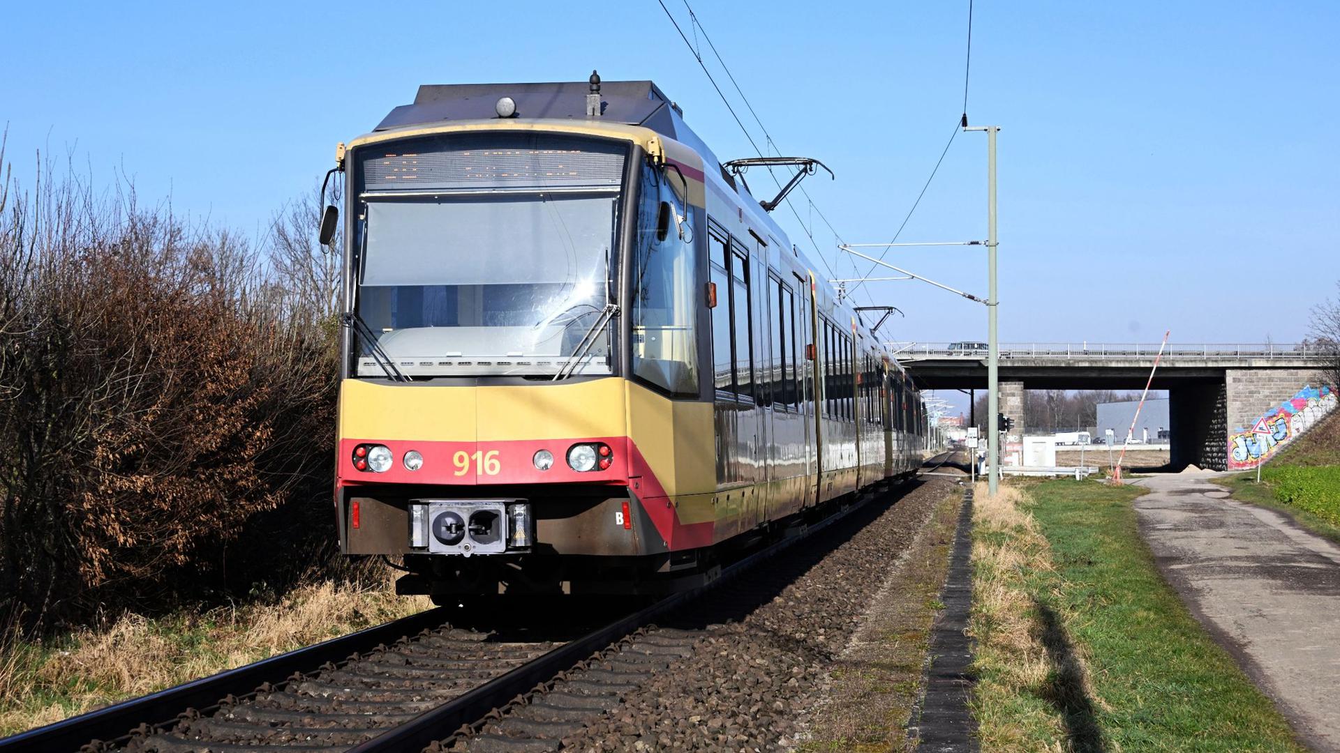 Eine Stadtbahn fährt zwischen Rastatt und Kuppenheim auf der Murgtalbahnstrecke. Foto: Uli Deck/dpa