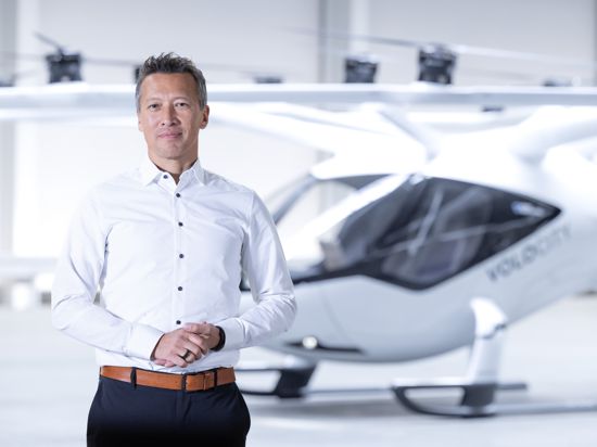 Dirk Hoke, future CEO of Volocopter, in front of the VoloCity
©Volocopter