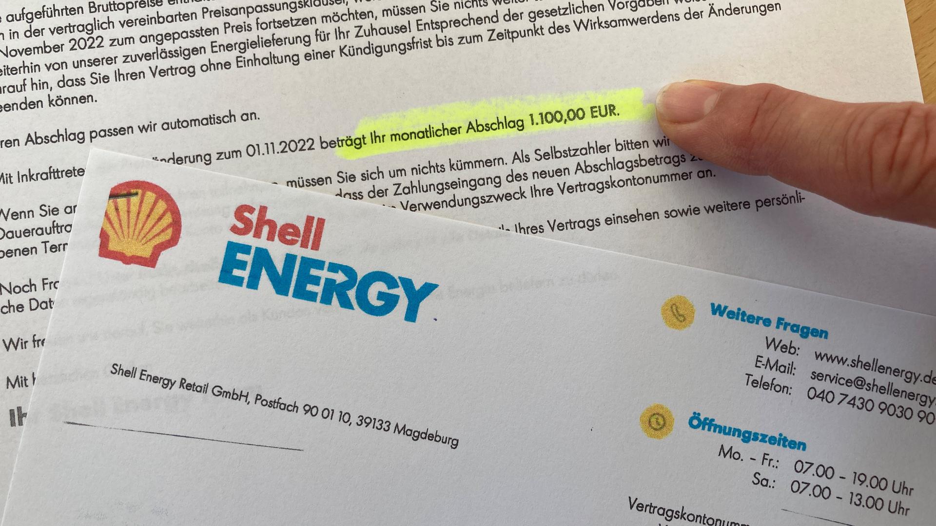 Schock bei der Lektüre: Shell Energy wollte die Abschlagszahlungen einer Familie in Malsch auf 1.100 Euro im Monat hochsetzen.
