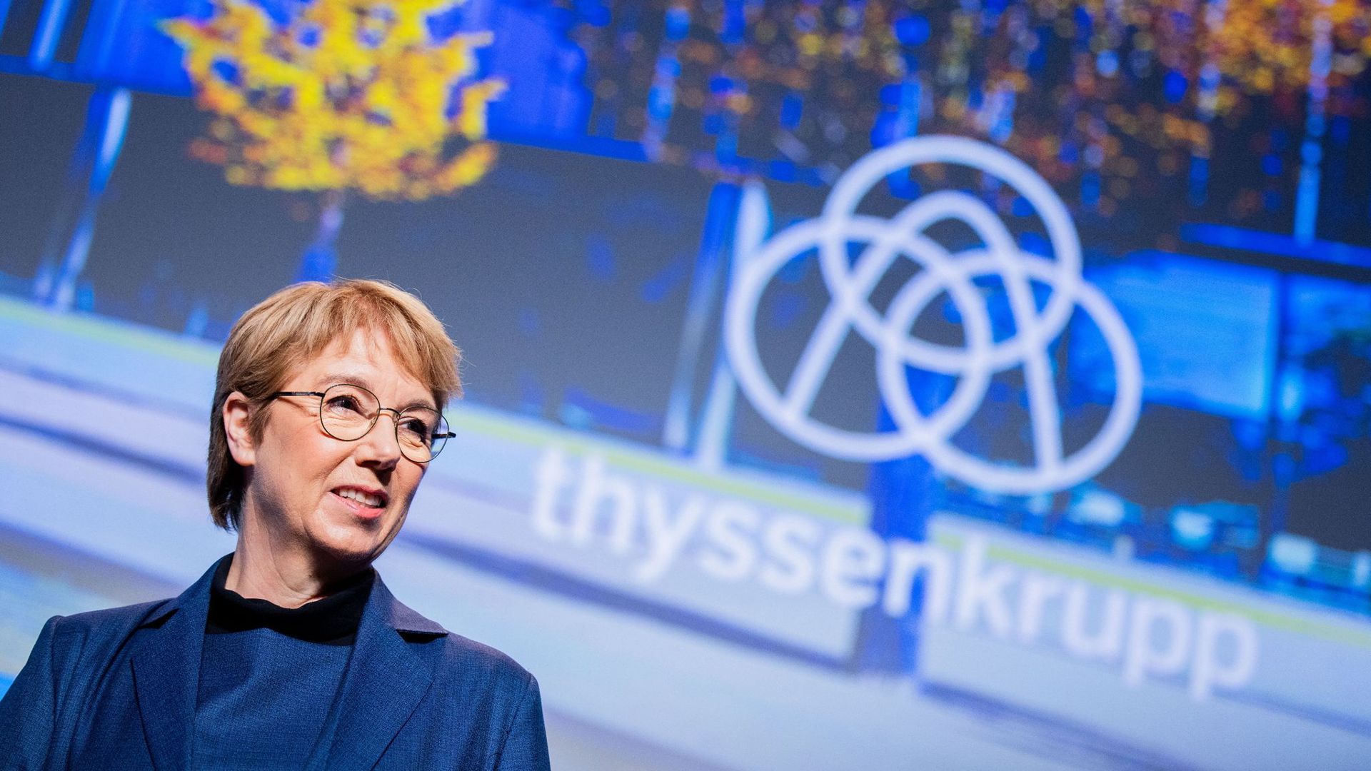 Martina Merz, Vorstandsvorsitzende von Thyssenkrupp, kommt zur Bilanzpressekonferenz des Konzerns.
