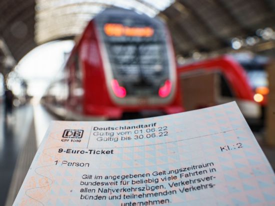 Ein frisch erworbenes 9-Euro-Ticket, aufgenommen im Frankfurter Hauptbahnhof.