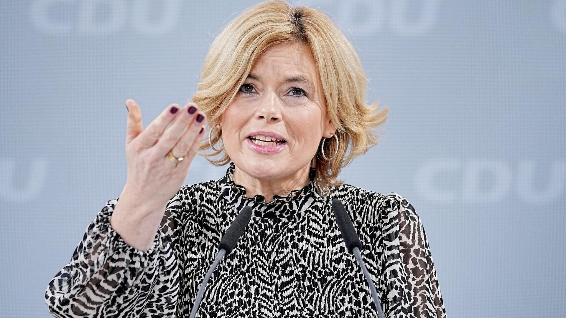 CDU-Politikerin Julia Klöckner spricht sich gegen eine Übergewinnsteuer auf Zusatzprofite aus.