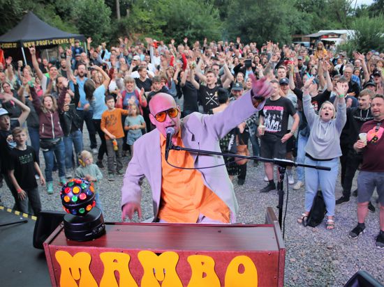 Kultfigur in kultiger Atmosphäre: Mambo Kurt sorgte an seiner Heimorgel beim ersten Benefizfest im Wilferdinger Steinbruch für Stimmung. 