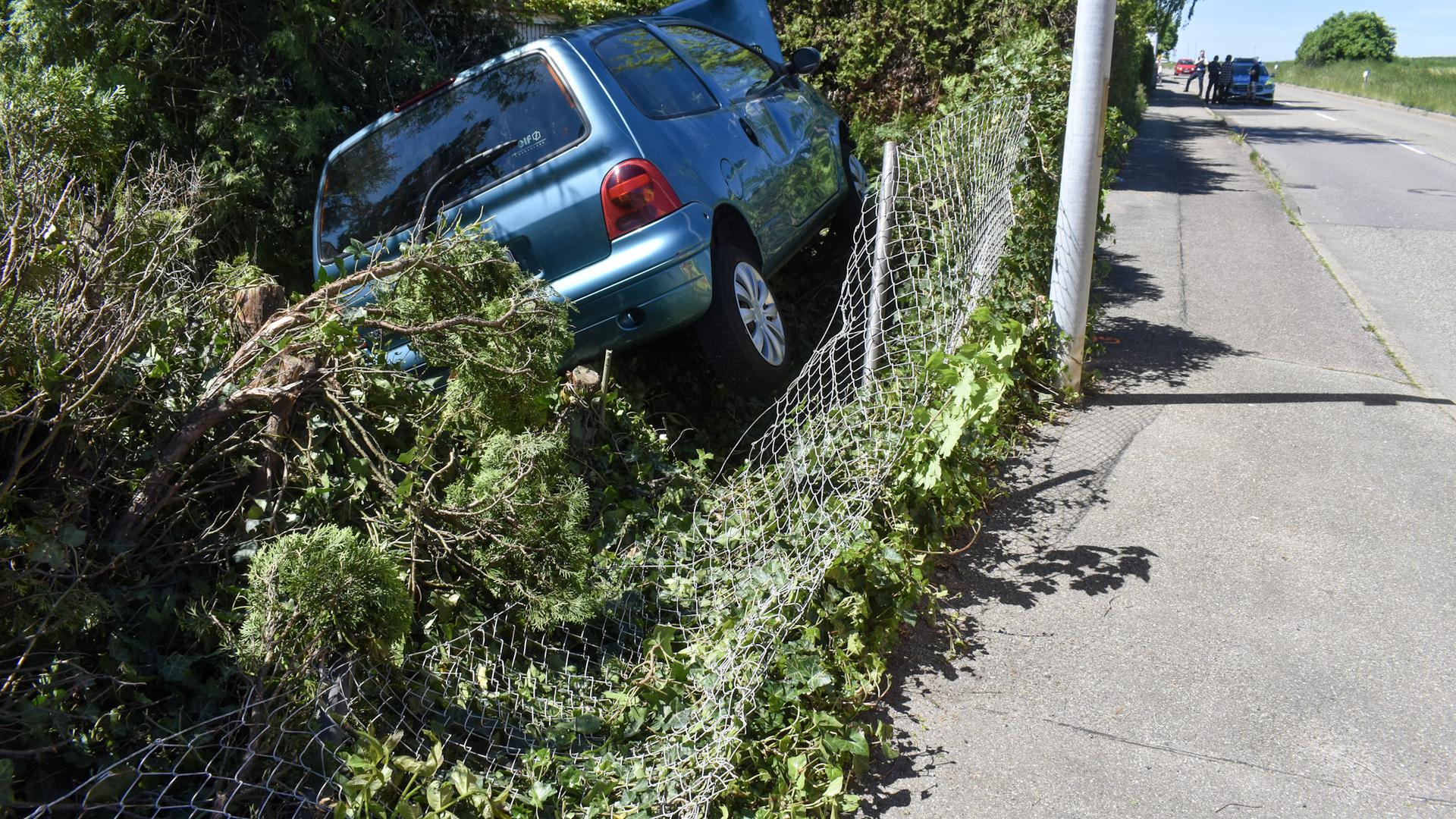Auf Abwegen: Ein Kleinwagen kam am Samstagvormittag in Birkenfeld von der Straße ab und landete im Gebüsch.