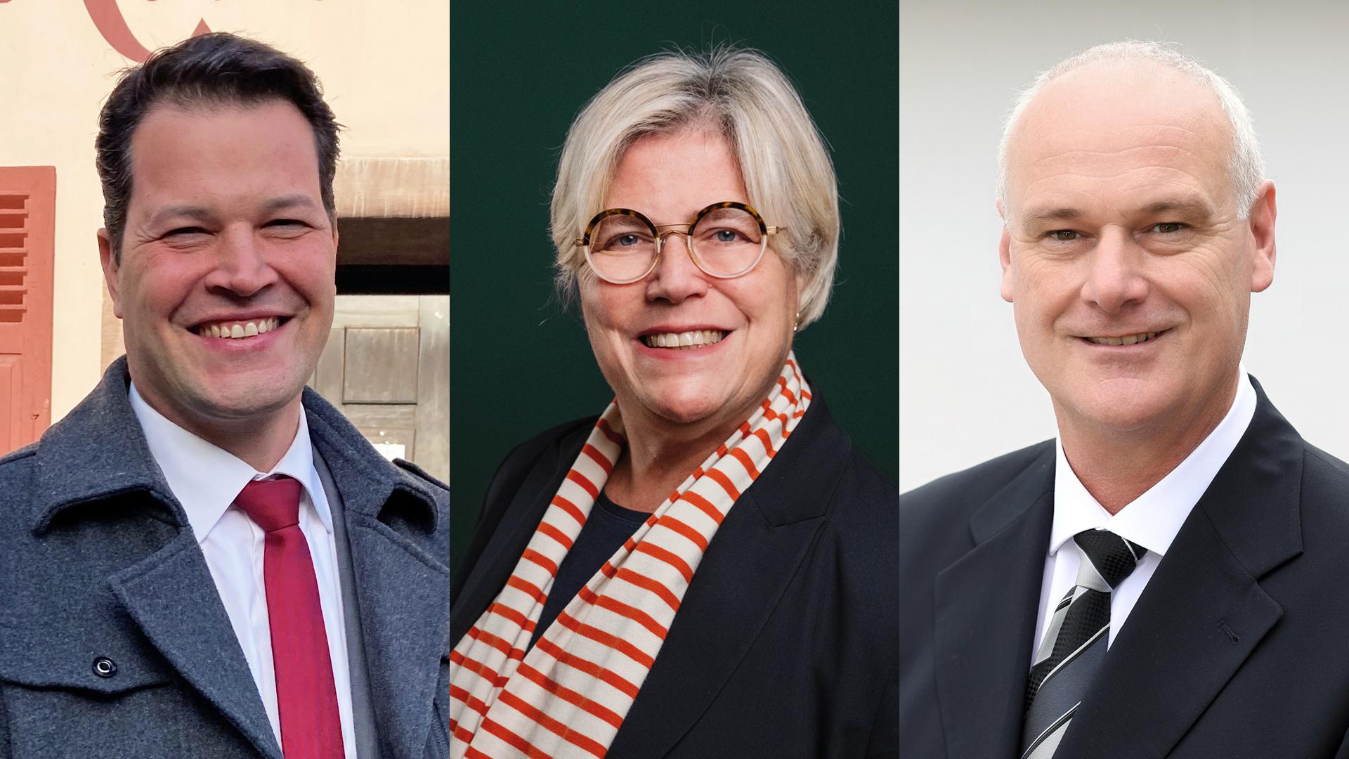 Drei Kandidaten für Maulbronn: Aaron Treut (von links), Johanna Bächle und Holger Poppeck gehen bei der Bürgermeisterwahl am 2. April ins Rennen. 