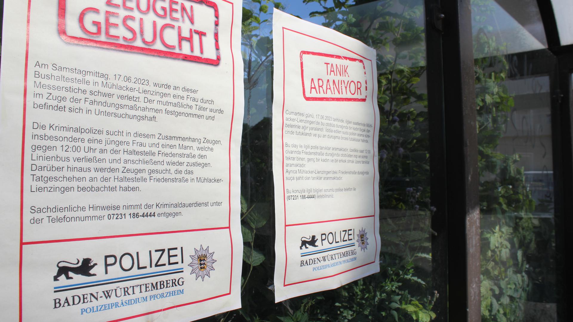Plakat an Bushaltestelle in Lienzingen