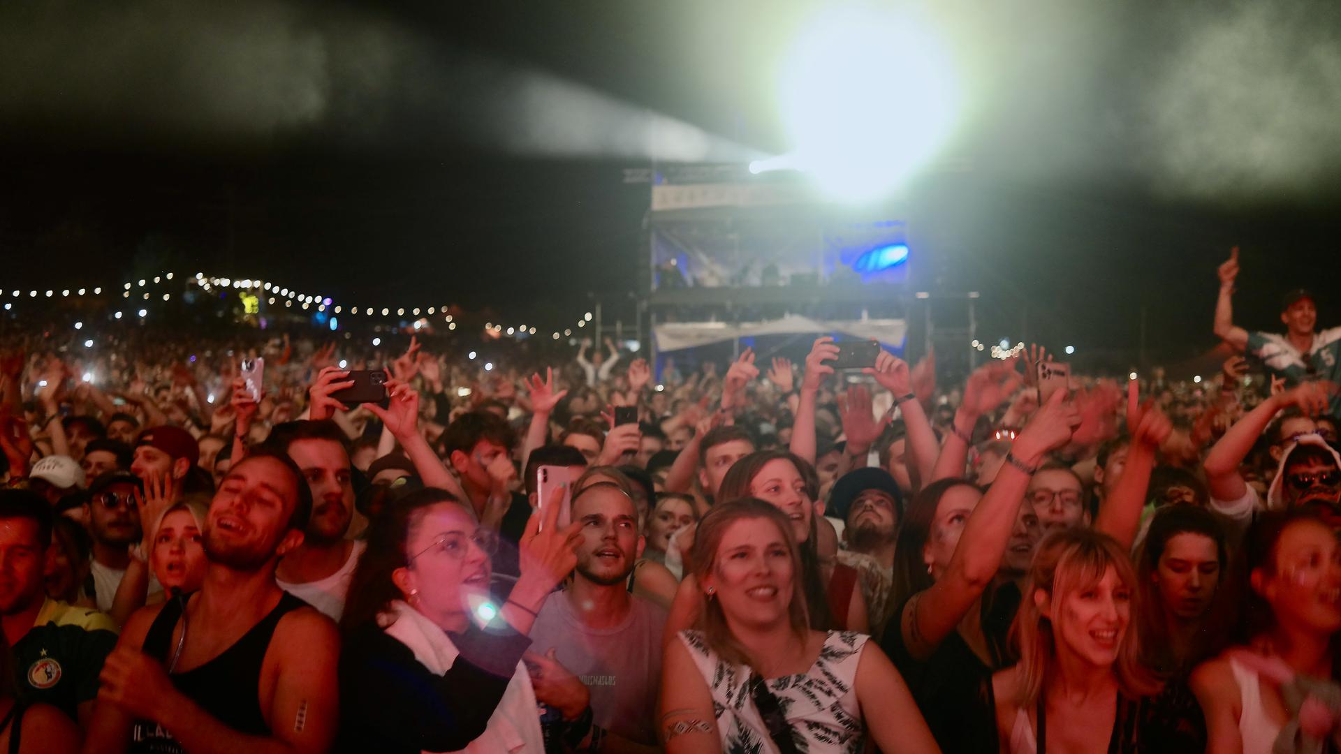 Ein Bild vom Happiness-Festival in Straubenhardt 2022, hier feiert das Publikum beim Headliner Seeed.