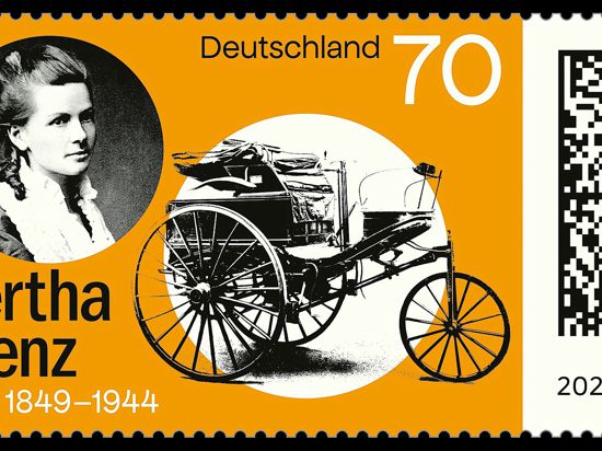 Ein Sonderpostwertzeichen „175. Geburtstag Bertha Benz“, entworfen von der international preisgekrönten Designerin Susanne Stahl (Berlin), wird am 2. Mai herausgegeben