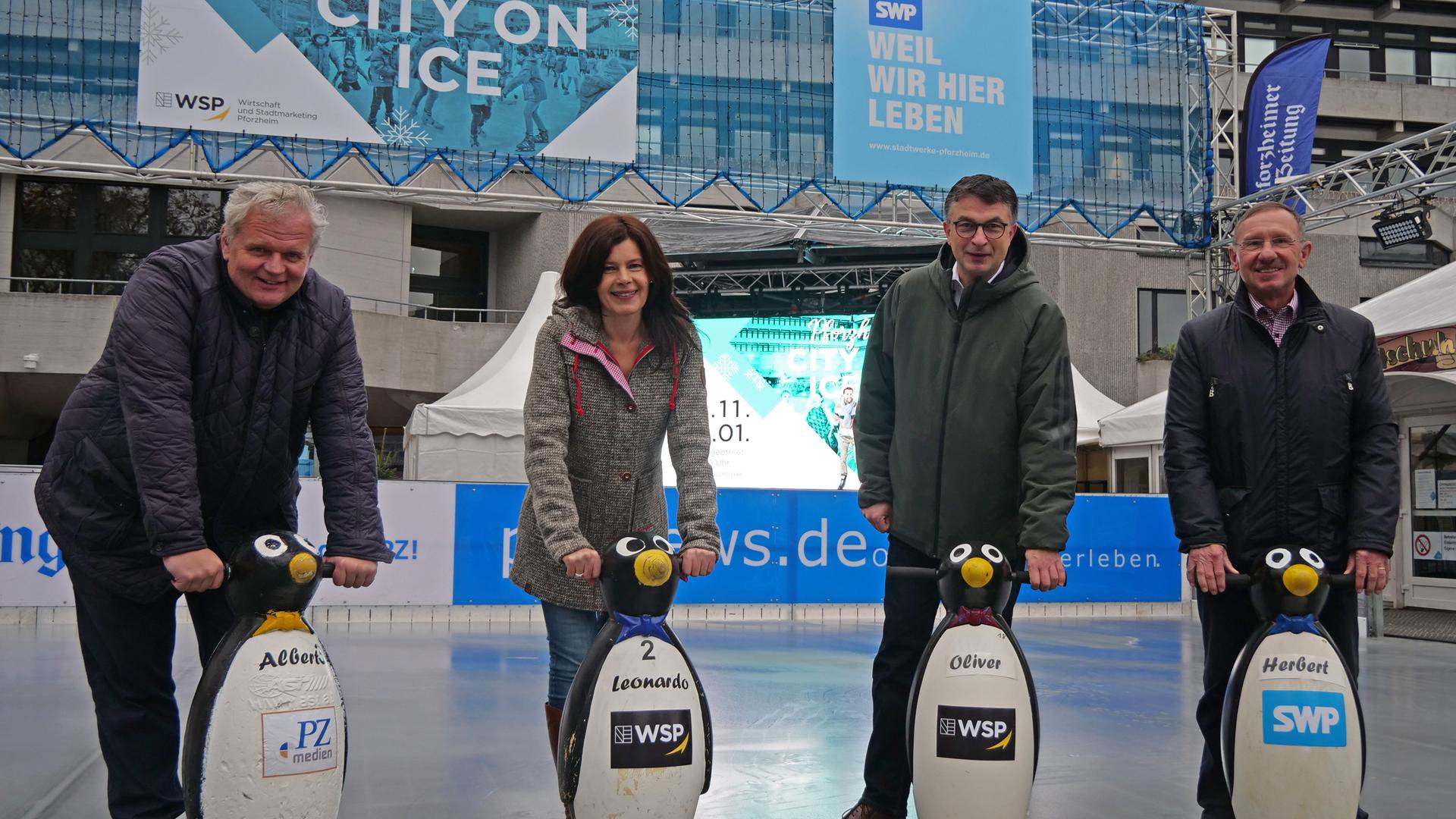Bei einerm Pressegespräch am Dienstag geben sie den Startschuss zu „City on ice“: Frank Daudert, Annette De Gaetano, Oliver Reitz und Herbert Marquardt (von links)