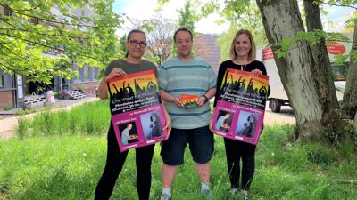 Die Aidshilfe Pforzheim setzt sich mit dem Event „City under the rainbow“ für die queere Gemeinschaft in der Stadt ein. Grit Butz, Caleb Davis, Claudia Jancura (von links).