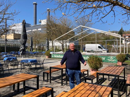 Bereit für die neue Saison: Frank Daudert möchte seinen Biergarten im Enzauenpark in der Karwoche eröffnen und setzt vor allem auf Besucher des Gasometers.