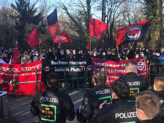 Demonstration am 27. Februar 2021 gegen die NPD-Gedenkveranstaltung auf dem Wallberg. 