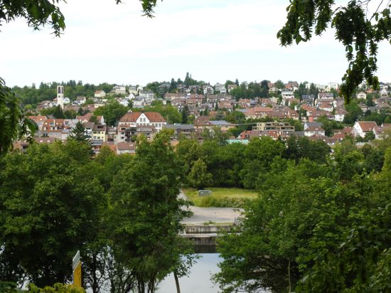 Blick aufs „Wittum“, das heute weitgehend bebaut ist, aber immer  noch ein beliebtes, ruhiges Wohngebiet ist.