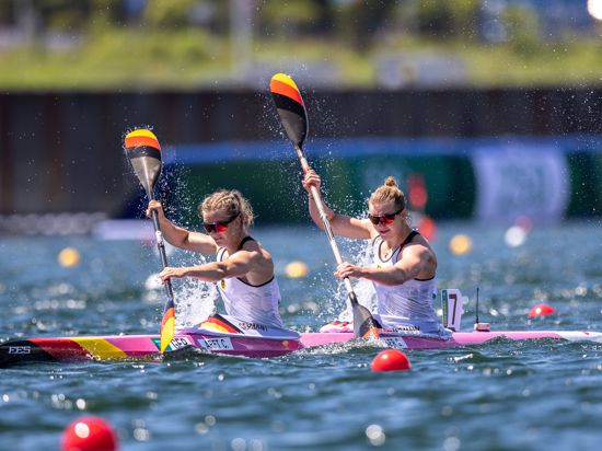 OLYMPICS - Summer Olympic Games, Olympische Spiele, Olympia, OS 2020 TOKYO,JAPAN,03.AUG.21 - OLYMPICS, CANOE - Summer Olympic Games 2020, Canoe Sprint, K2, 500m, women. Image shows Caroline Arft and Sarah Bruessler GER. PUBLICATIONxNOTxINxAUTxSUIxSWE GEPAxpictures/xMichaelxMeindl 