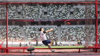 May 9, 2021, Tokyo, Japan - A Japanese athlete competes in the men s hammer throw at a track and field meet for a test event of the Tokyo 2020 Olympic Games, Olympische Spiele, Olympia, OS at the national stadium in Tokyo on Sunday, May 9, 2021. Noxthirdxpartyxsales PUBLICATIONxNOTxINxJPN 0117311956st 