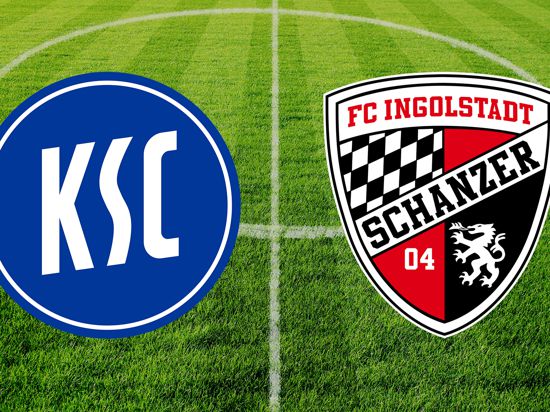 Die Logos der Vereine KSC (links) und FC Ingolstadt