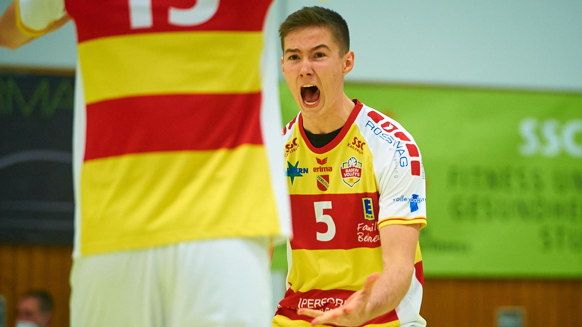 Starkes erstes Halbjahr: Volleys-Neuzugang Denir Hadzic (19) überzeugte als Stammzuspieler in der Regionalligamannschaft und feierte auch einige Einsätze für das Zweitliga-Team der Karlsruher.