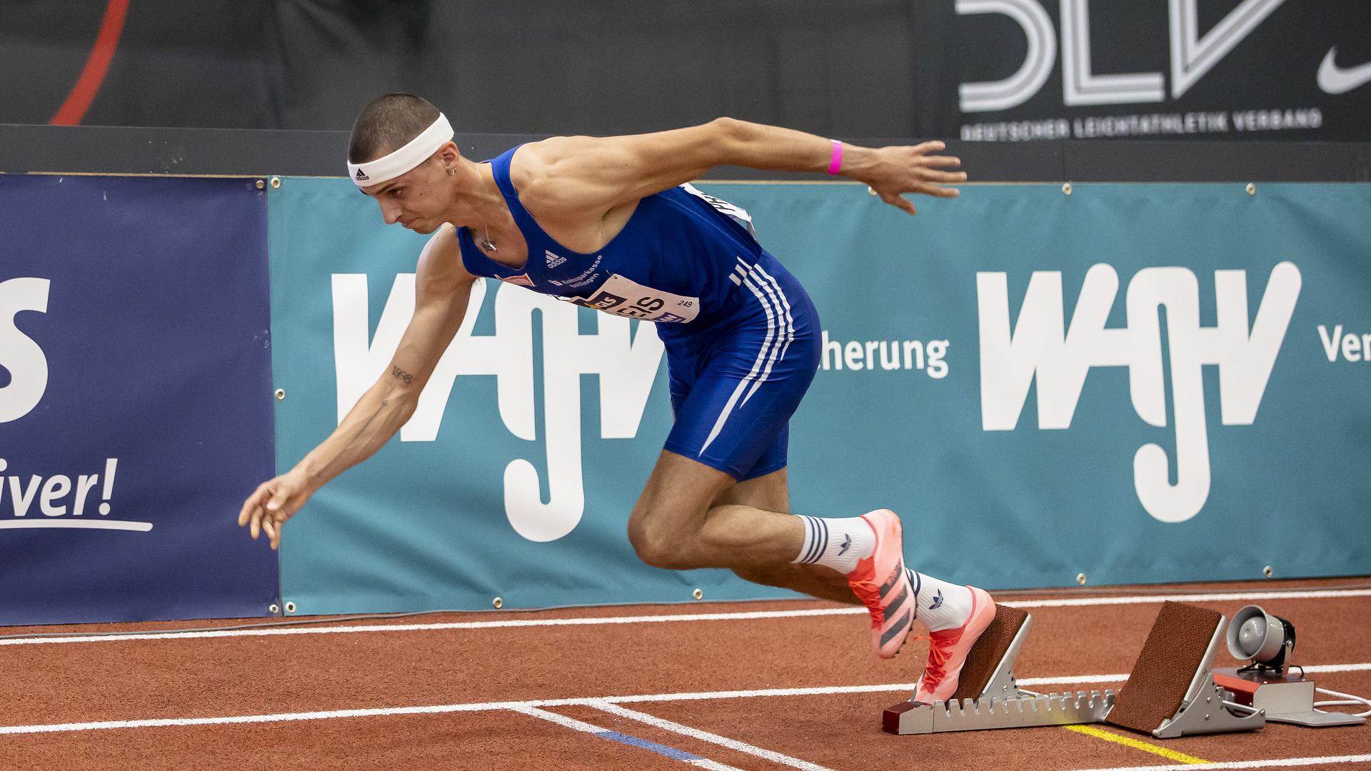 Constantin Preis (VfL Sindelfingen); Deutsche Leichtathletik-Hallenmeisterschaften am 21.02.2021 in der Helmut-Koernig-Halle, Dortmund (Deutschland). 