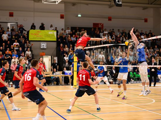 Baden Volleys im Spiel gegen Friedrichshafen.