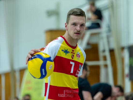  Leon Zimmermann (SSC Karlsruhe) .

GES/ Volleyball/ 2. Bundesliga-Sued: Baden Volleys SSC Karlsruhe - Volleys Leipzig 12.09.2020 --

